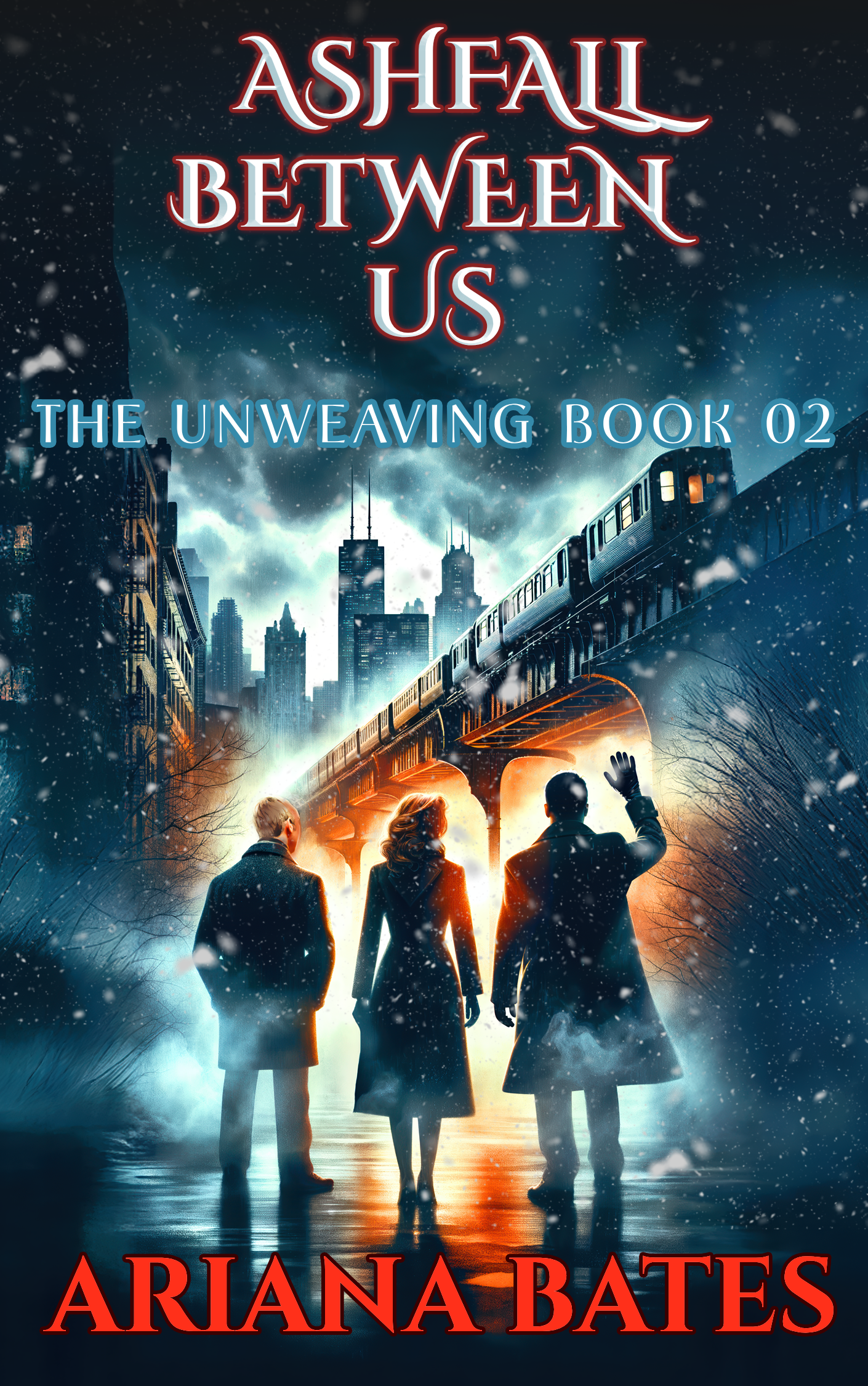 Ashfall Between Us - Book 2 Cover showing dark fantasy romance theme